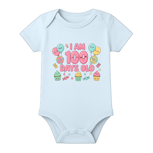 100 Days Celebration Romper for Baby Girl India - BABY SKY - 0 - 3 Months (Chest 18")