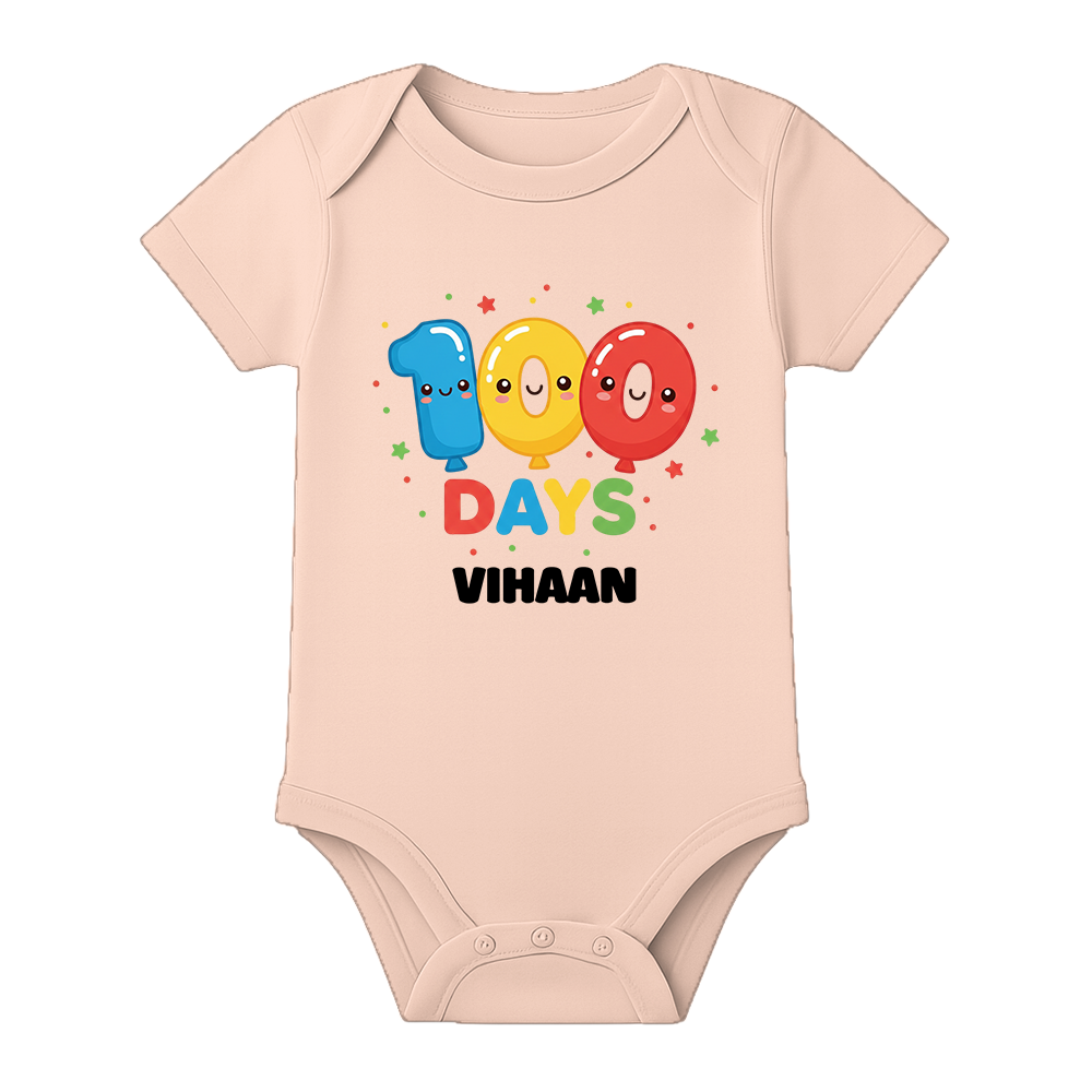 100 Days Complete Baby Romper Soft Premium Fabric - BABY PEACH - 0 - 3 Months (Chest 18")