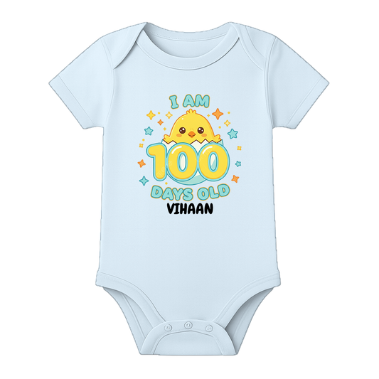 100 Days Celebration Bodysuit for Infant Baby - BABY SKY - 0 - 3 Months (Chest 18")