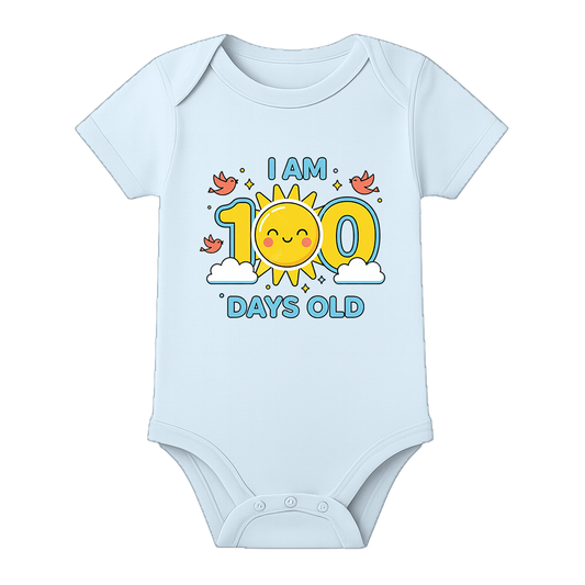 100 Days Baby Jumpsuit Soft Cotton Celebration Wear - BABY SKY - 0 - 3 Months (Chest 18")
