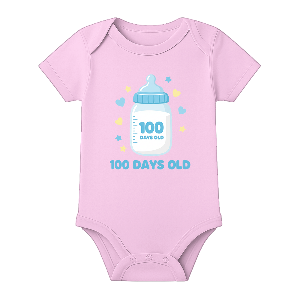 100 Days Complete Infant Romper Breathable Cotton - BABY PINK - 0 - 3 Months (Chest 18")