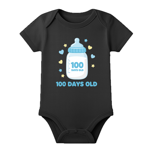 100 Days Complete Infant Romper Breathable Cotton - BLACK - 0 - 3 Months (Chest 18")