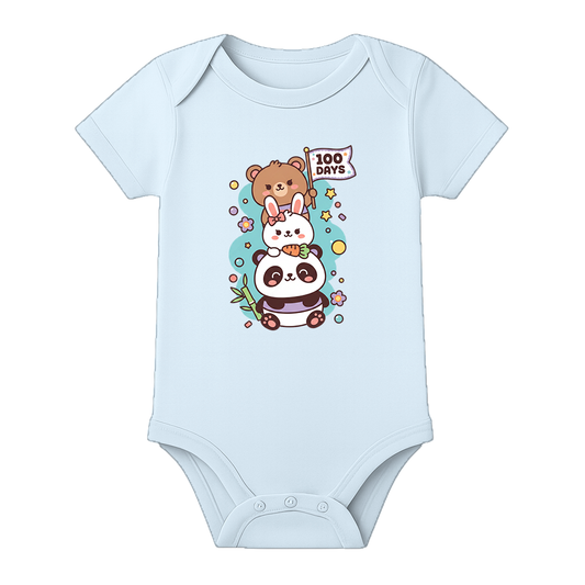 100 Days Baby Festival Outfit Cute Graphic Onesie - BABY SKY - 0 - 3 Months (Chest 18")