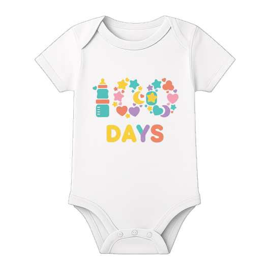 100 Days Baby Keepsake Outfit Printed Bodysuit - WHITE - 0 - 3 Months (Chest 18")