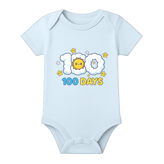 100 Days Baby Welcome Ceremony Romper India - BABY SKY - 0 - 3 Months (Chest 18")