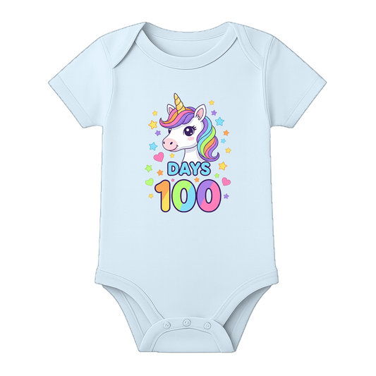 100 Days Baby Memory Photoshoot Outfit Cotton Onesie - BABY SKY - 0 - 3 Months (Chest 18")