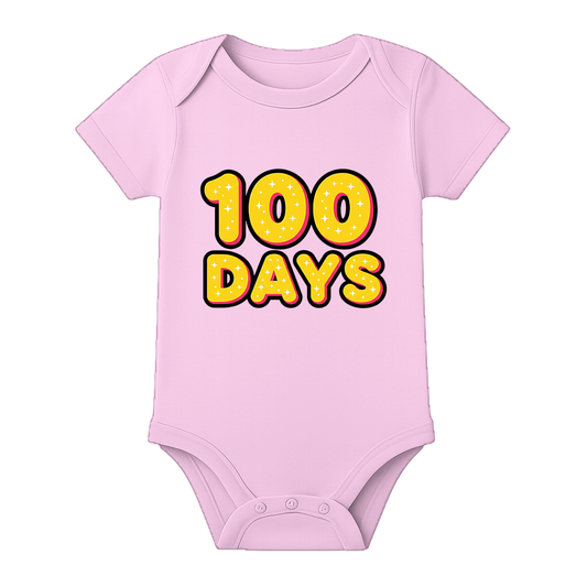 100 Days Infant Special Occasion Romper Customizable Print - BABY PINK - 0 - 3 Months (Chest 18")