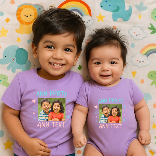Kids Lavender T-shirts with customizable photo and text