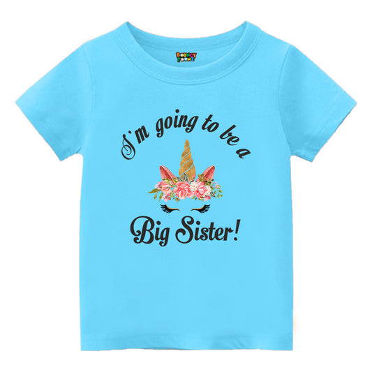 Big sister to be printed aquablue T-shirt for girls