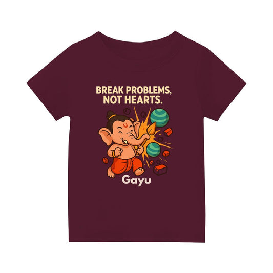 Maroon t-shirt 'Break problems, not hearts' Kids Tshirt