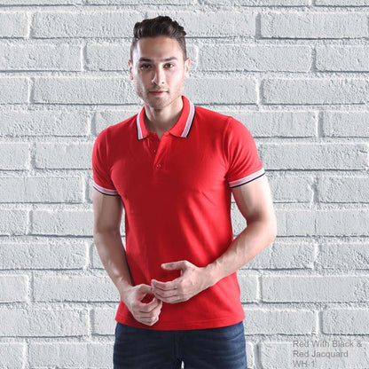 Men's Regular Cotton Stretch Collar Tshirt - Red