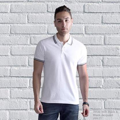 Men's Regular Cotton Stretch Collar Tshirt - White
