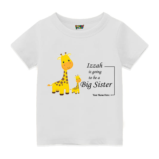 Big Sister Printed Cotton Round Neck Short Sleeves White Kids T-Shirt