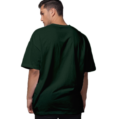 Drop Shoulder Oversized Plain Men's T-shirt in Bottle Green
