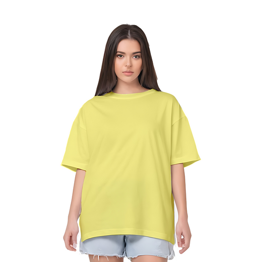 Oversized Plain T Shirt for Women- Lite Yellow