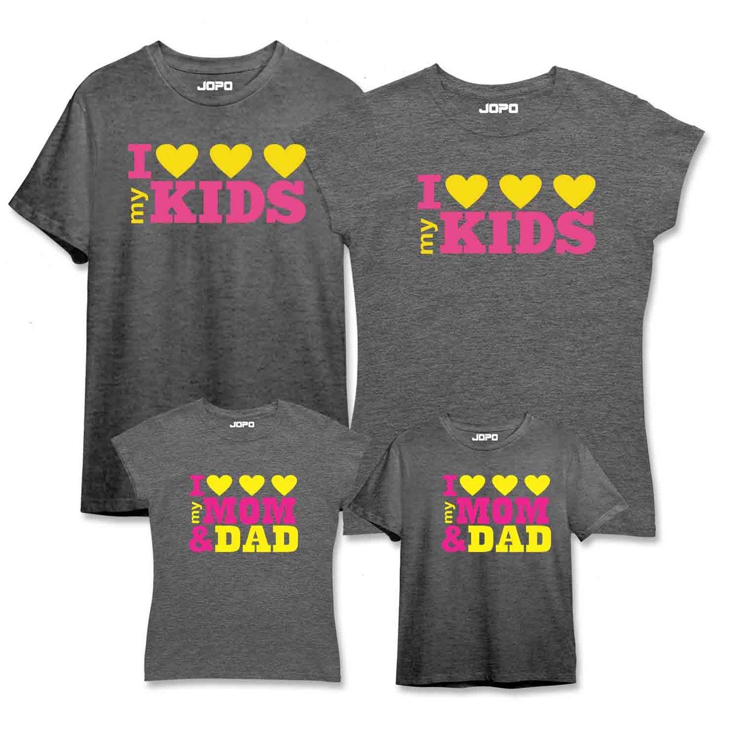 I Love My Kid, Mom Dad Matching Family T-Shirts Set of 3 and 4