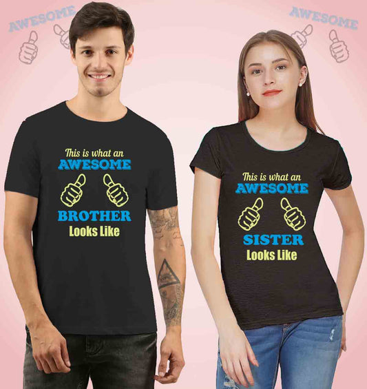 Brother and Sister Matching Siblings Tshirts Gift for Rakshabandhan Twinning rakhi 2021