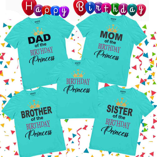 Birthday princess family aqua blue