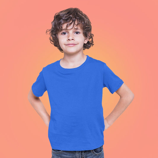 jopo Kids Boy round neck half sleeve printed dress best outfit for outdoor photoshoot Custom image royal blue