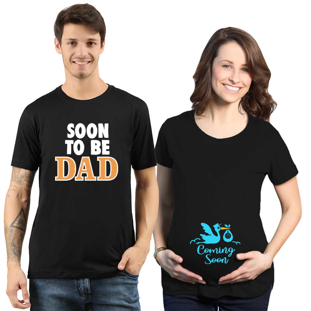 maternity couple tshirts cotton outfits maternity photoshoots pregnancy announcement ideas fun holme party baby shower gifts black