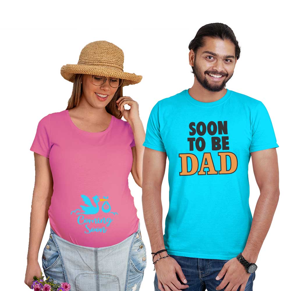 maternity couple tshirts cotton outfits maternity photoshoots pregnancy announcement ideas fun holme party baby shower gifts pink or blue baby loading