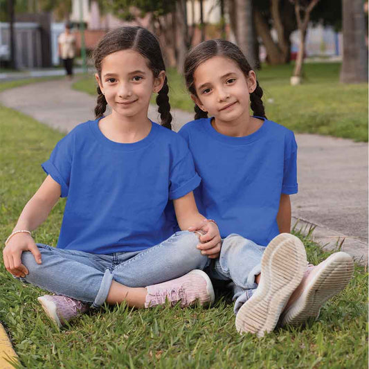 Royal blue custom print sibling T-shirt with round neck and half sleeves – perfect Rakhi gift 2025 for sisters to celebrate in style