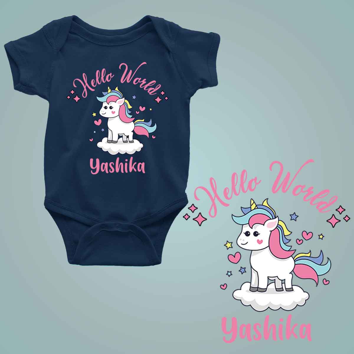 Hello World unicorn navy