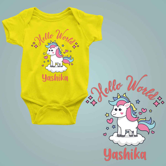 Hello World unicorn yellow