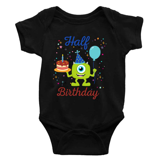 Manster Half Birthday Romper Black