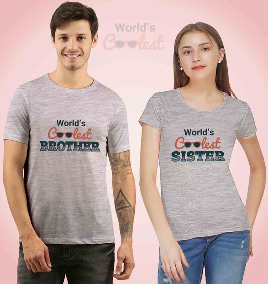 World’s Coolest Sibling Grey melange T-shirt – perfect Rakhi gift 2025 for brothers or sisters to celebrate sibling love in cool, matching style