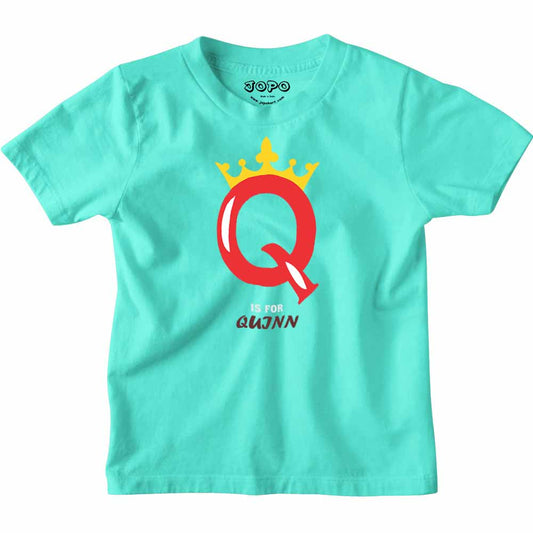 Kid's Alphabet 'Q for Qujnn' name Multicolor T-shirt/Romper