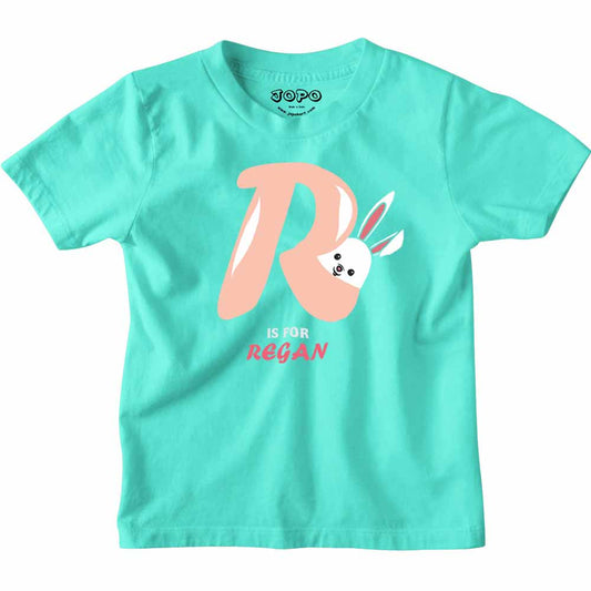 Kid's Alphabet 'R for Regan' name Multicolor T-shirt/Romper