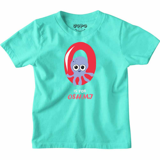 Kid's Alphabet 'O for Oshmj' name Multicolor T-shirt/Romper