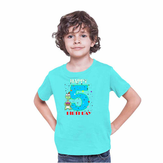 Dino Designed 5th Birthday Theme Kids T-shirt