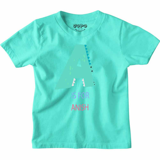 Kid's Alphabet 'A for Anish' name Multicolor T-shirt/Romper