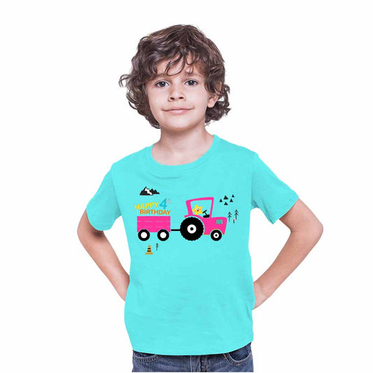 Tractor designed 4rd Birthday Theme Kids T-shirt