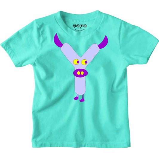 Kid's Alphabet Y Yak Design Multicolor T-shirt/Romper