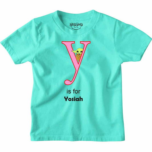 Kid's Alphabet 'Y for Yosiah' name Multicolor T-shirt/Romper