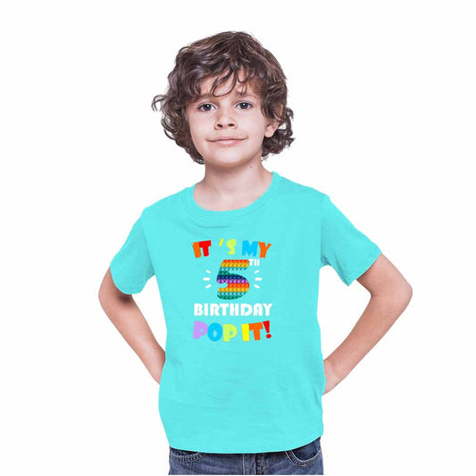 Popit Game Designed 5th Birthday Theme Kids T-shirt