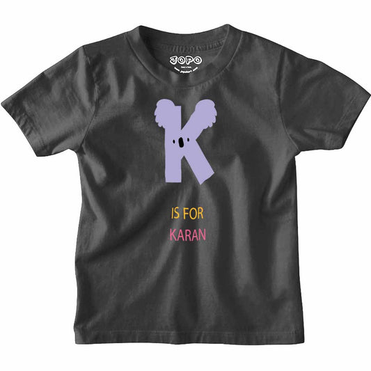 Kid's Alphabet 'K for Karan' name Multicolor T-shirt/Romper