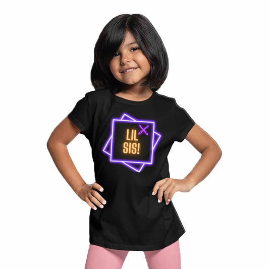 Lil Sis Neon box design Multicolor T-shirt/Romper