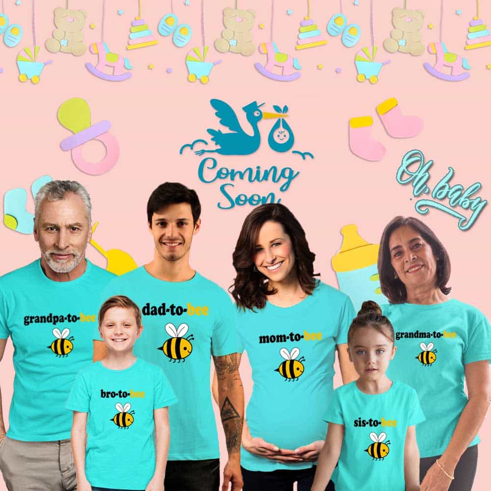 aqua blue baby shower tshirts props decoration ideas cake