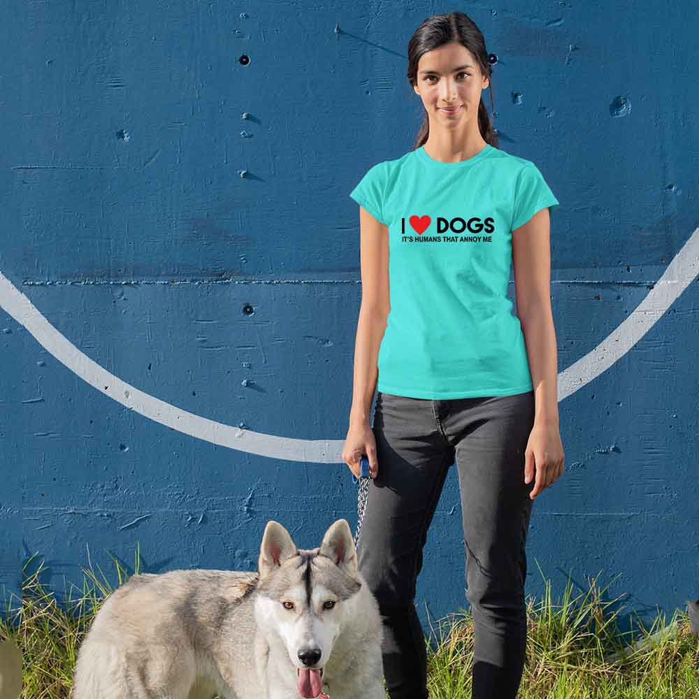 i love dogs women aqua