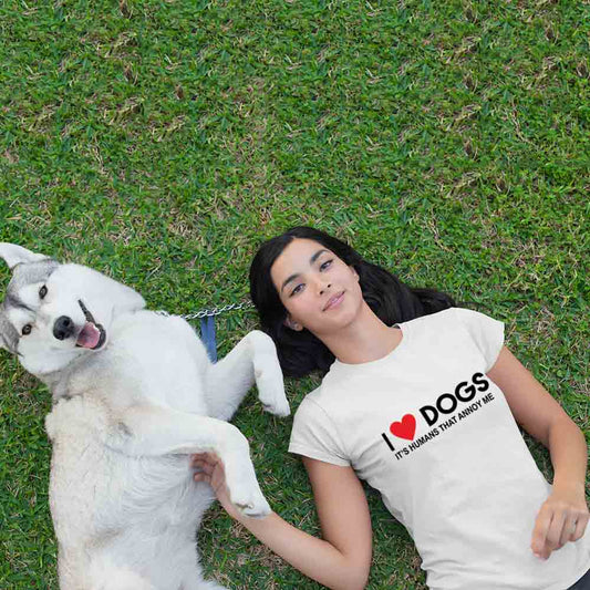i love dogs women white