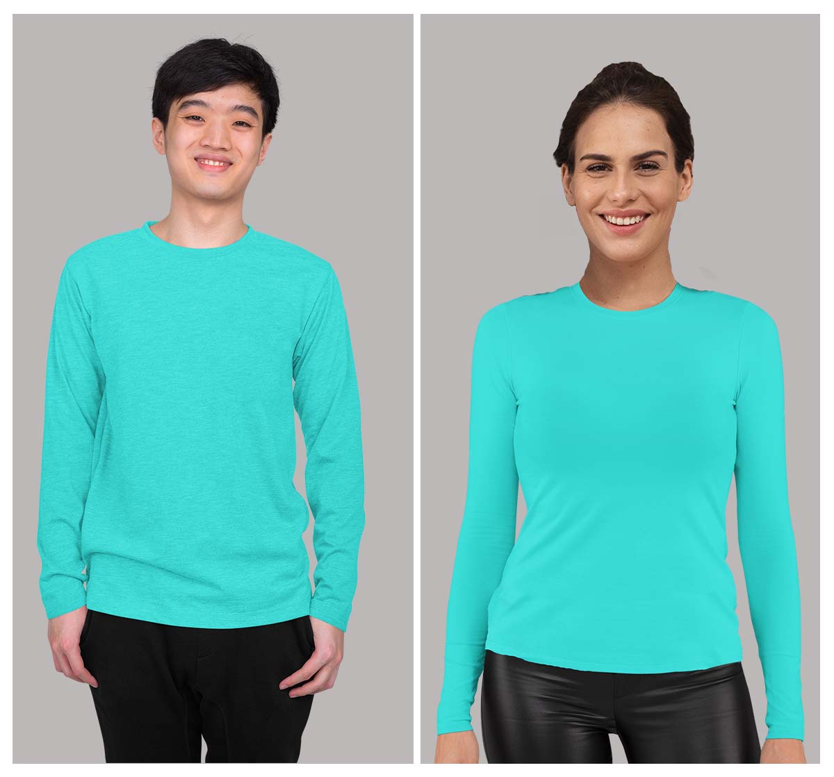 men & women Collage Full Sleeve Aqua Blue