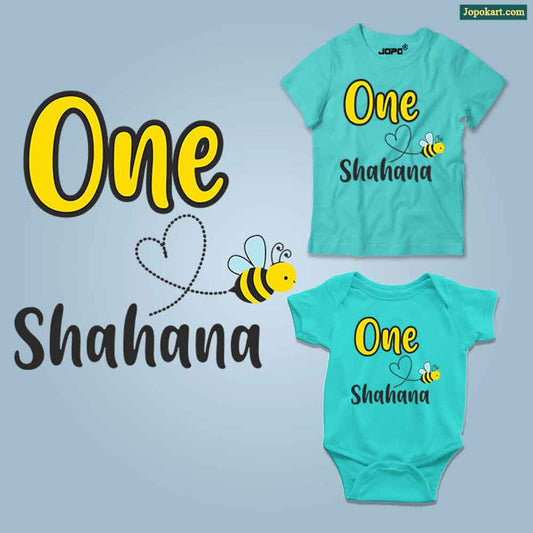 one bee custom name aqua blue