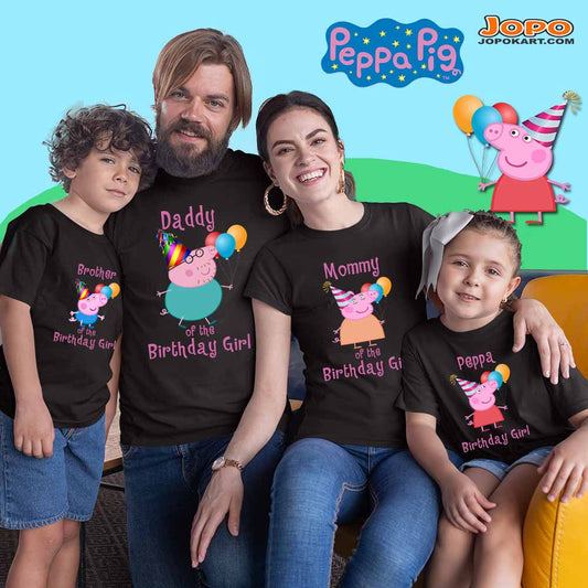 Theme Pig Matching Birthday Girl Family Tshirts