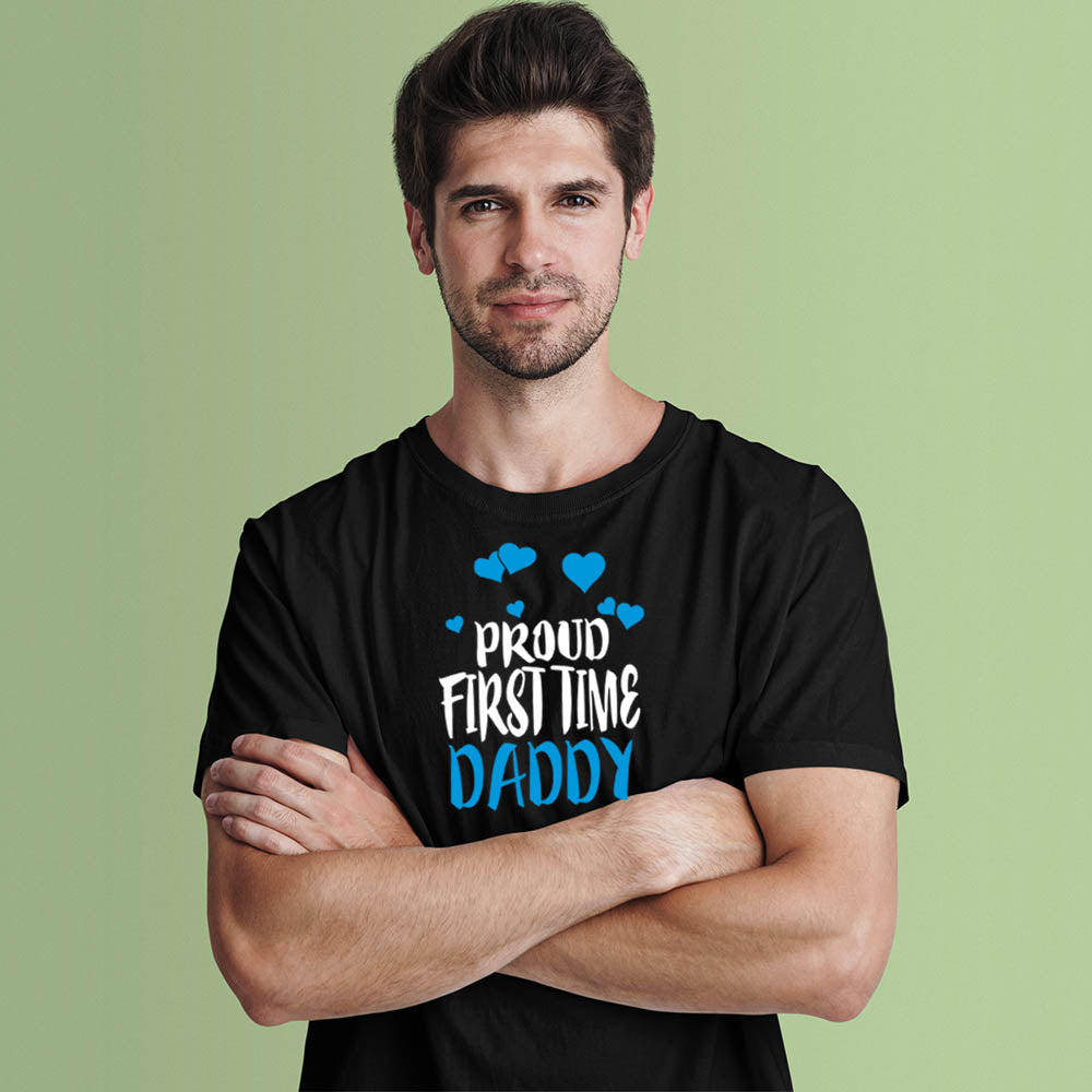 jopo proud first time daddy men tshirt celebration mode black