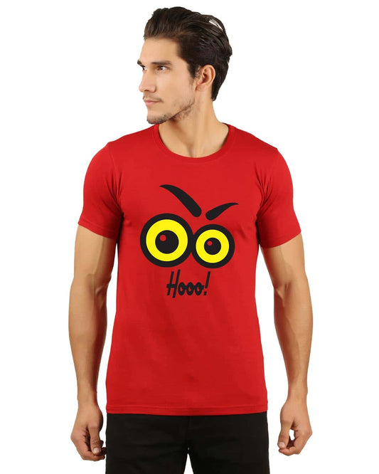 Hoo printed tshirt men round neck red