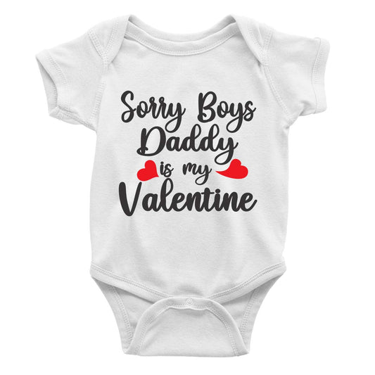 jopo Sorry Boys Daddy is my valentine romper white